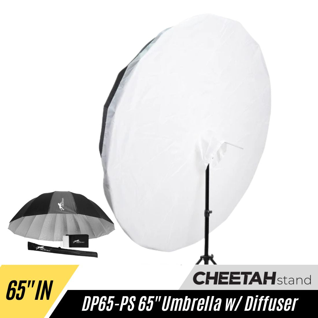65" Pebble Silver Deep Umbrella with Diffuser