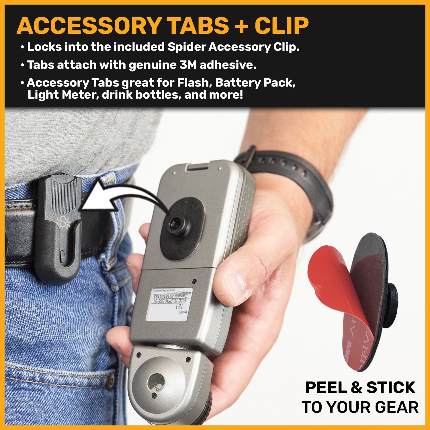 900: SpiderMonkey Kit - Accessory Clip + 2 Adhesive Accessory Tabs