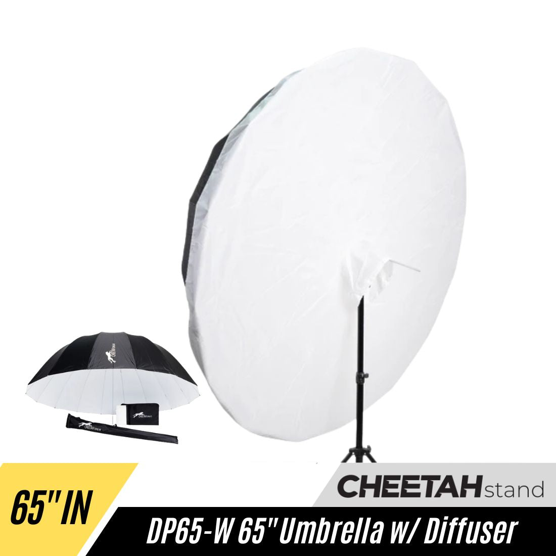 65" White Deep Umbrella with Diffuser