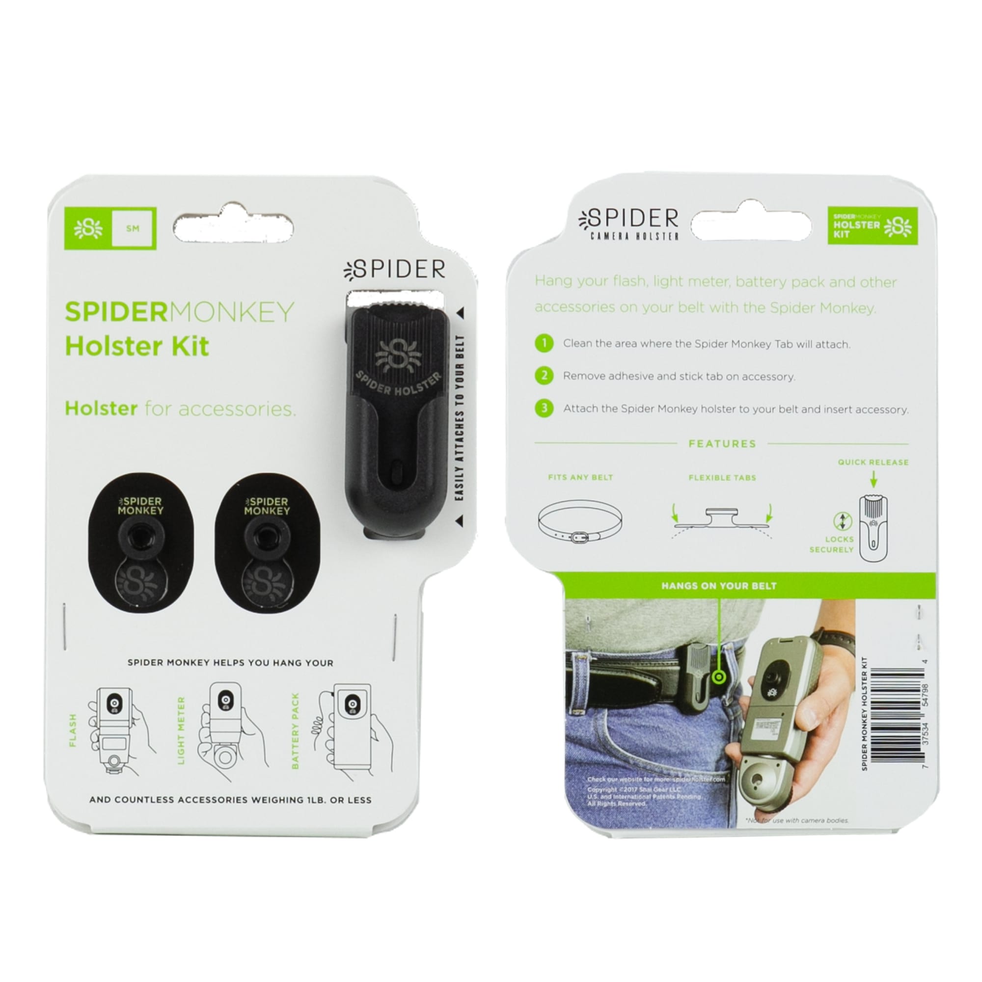 900: SpiderMonkey Kit - Accessory Clip + 2 Adhesive Accessory Tabs